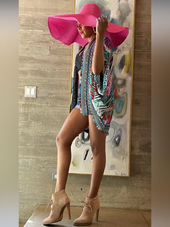 Blakeline Jackets & Blazers - Printed Teal & Pink Beach Kimono